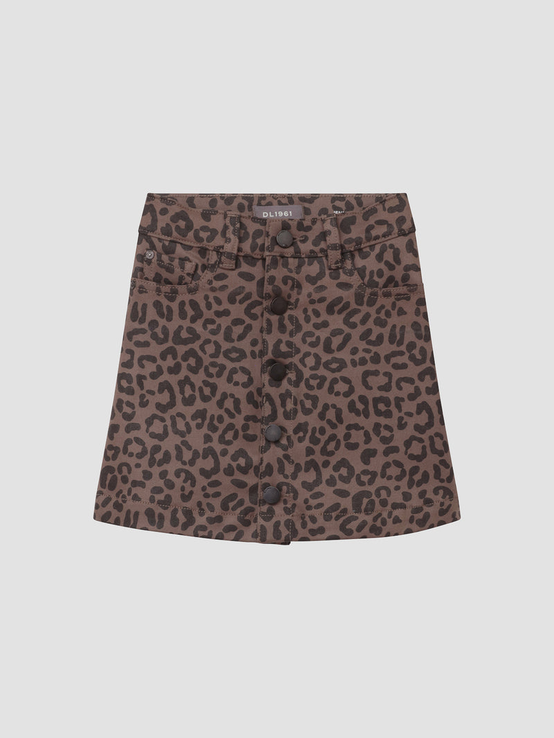 Jenny Mini Skirt | Coated Brown Leopard