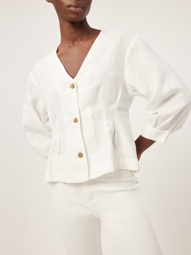 Audrey Blouse| White Linen